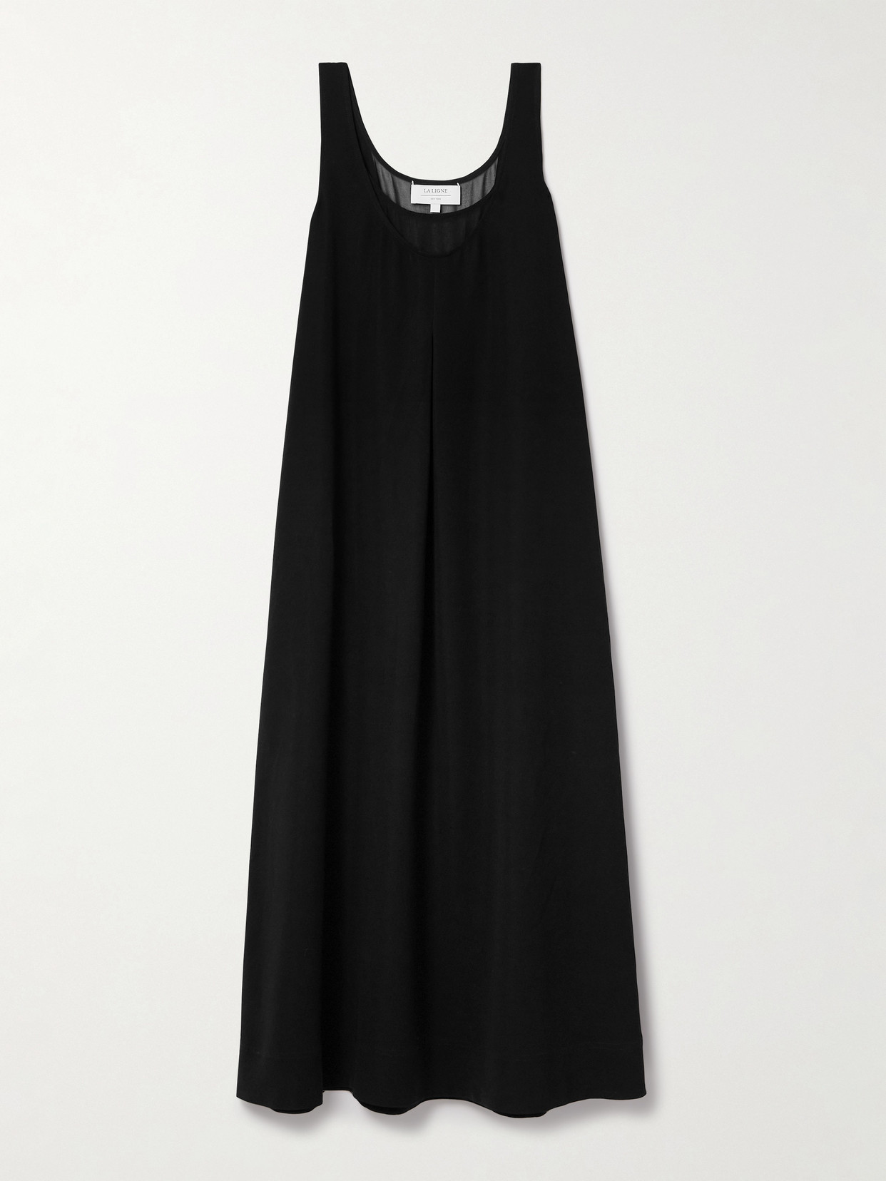 La Ligne Pleated Crepe Midi Dress In Black