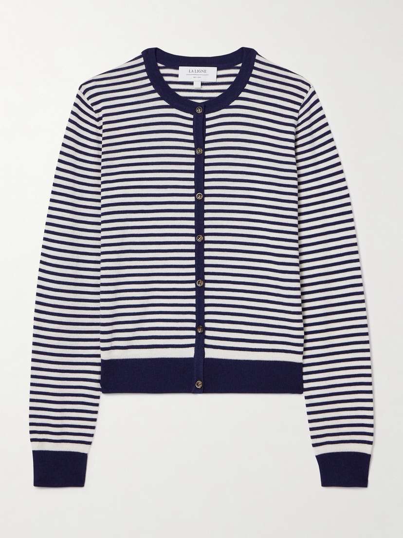 La Ligne Striped Silk-blend Cardigan - x large