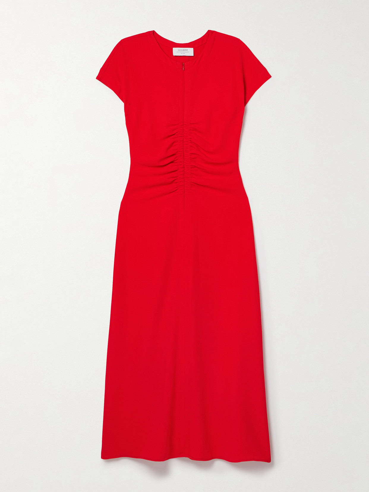 La Ligne - Noemi Ruched Crepe Midi Dress - Red