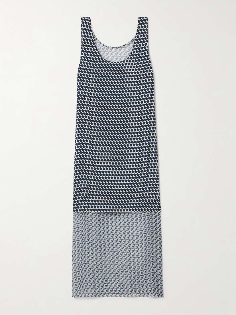 La Ligne Claudette Layered Printed Silk And Silk-chiffon Midi Dress - x large