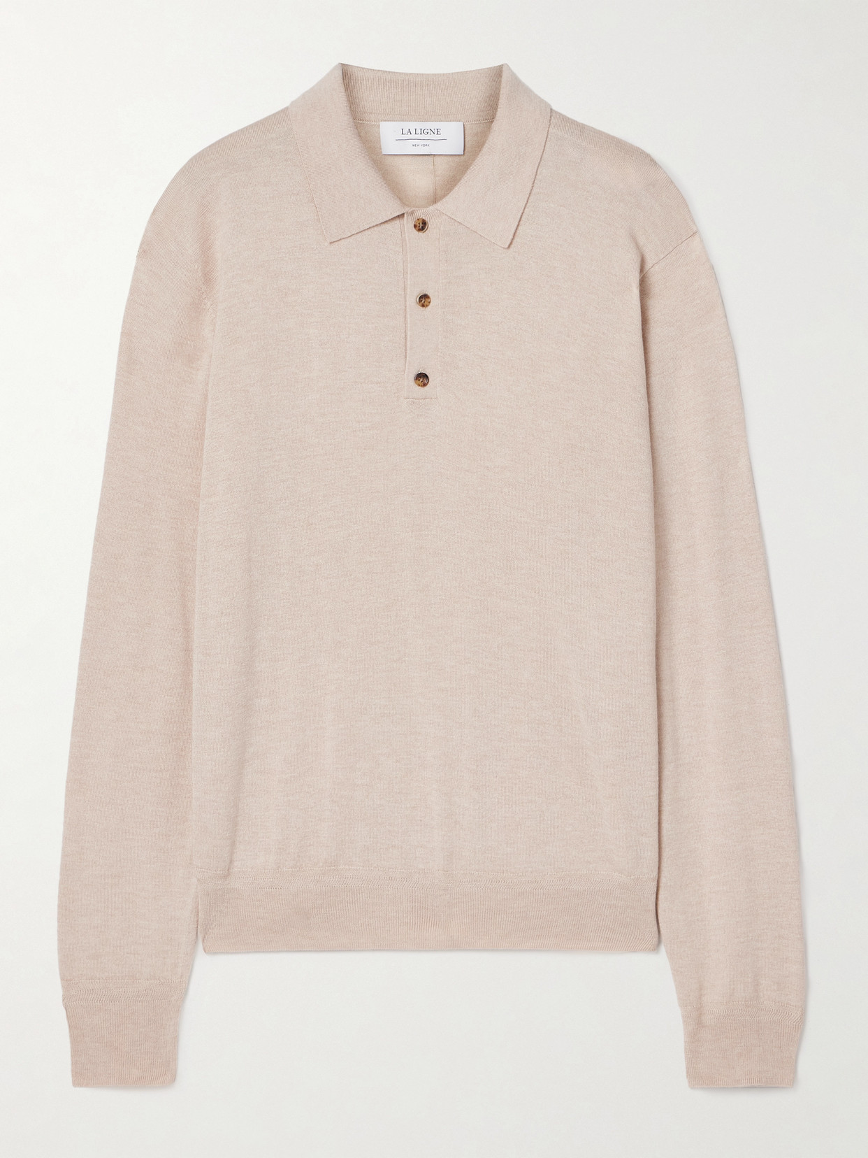 La Ligne - Ben Oversized Silk, Wool And Cashmere-blend Polo Sweater - Cream
