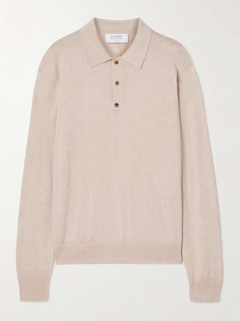 La Ligne Ben Oversized Silk, Wool And Cashmere-blend Polo Sweater - x large