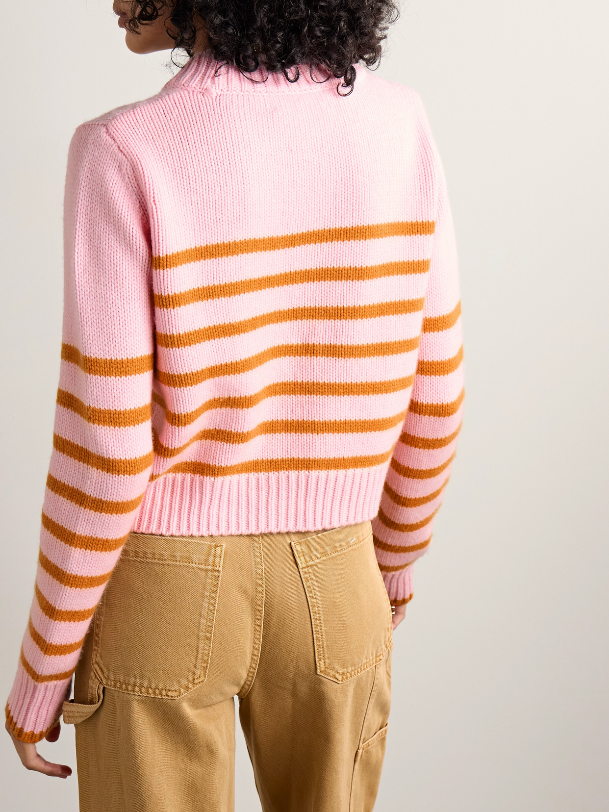 La Ligne Mini Marina Striped Wool And Cashmere-blend Sweater In Pink