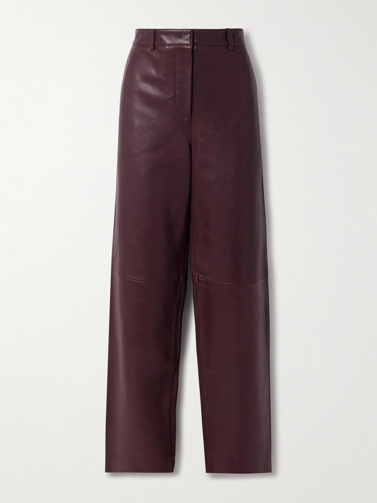 Co - Paneled Leather Wide-leg Pants - Burgundy