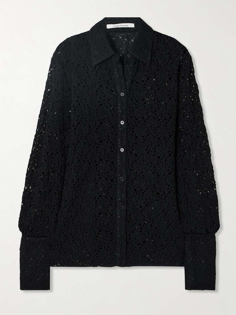 Another Tomorrow Crocheted Cotton Shirt