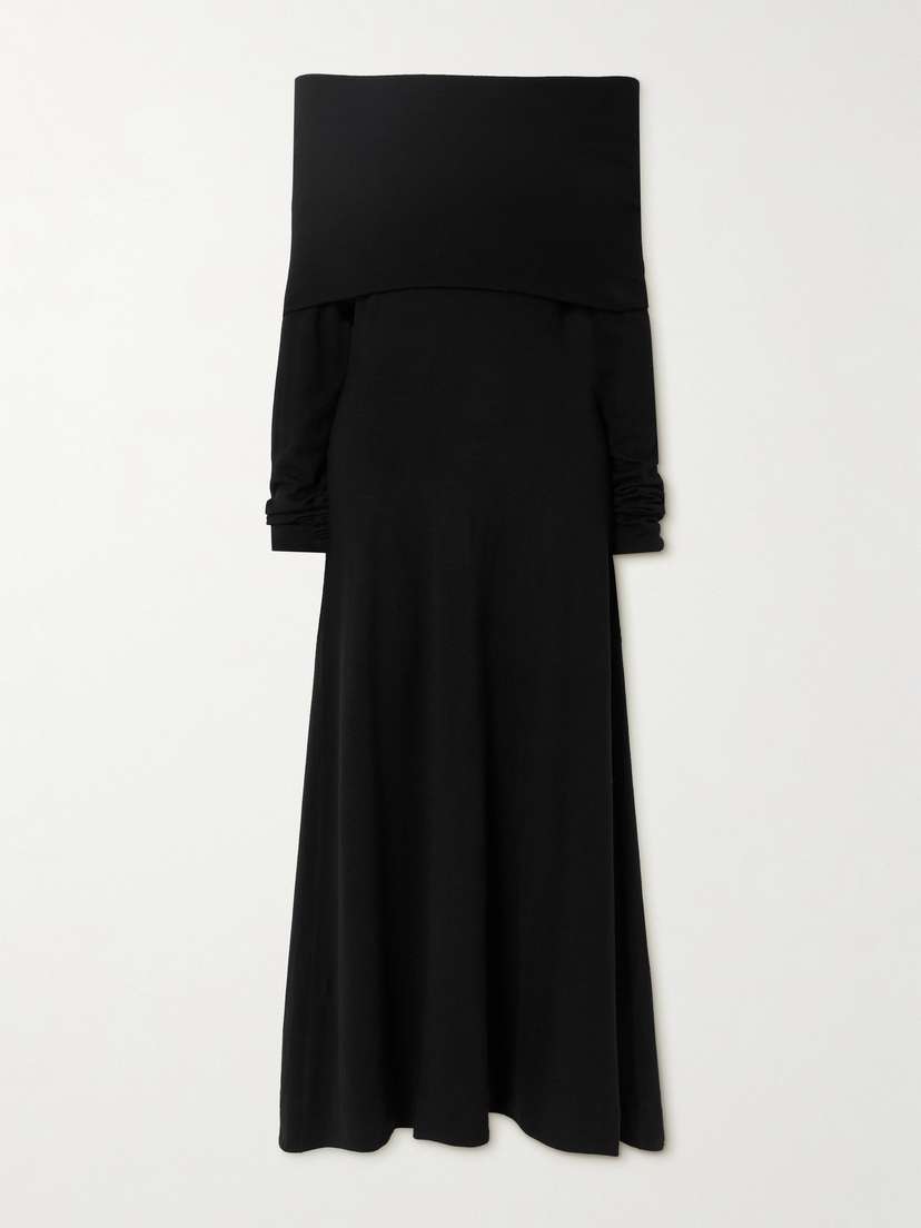 Another Tomorrow Off-the-shoulder Wool Maxi Dress
