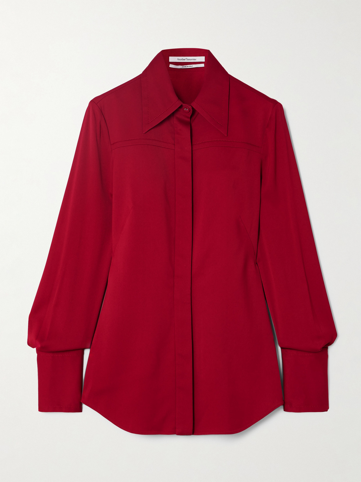 Another Tomorrow - Satin-crepe Shirt - Red