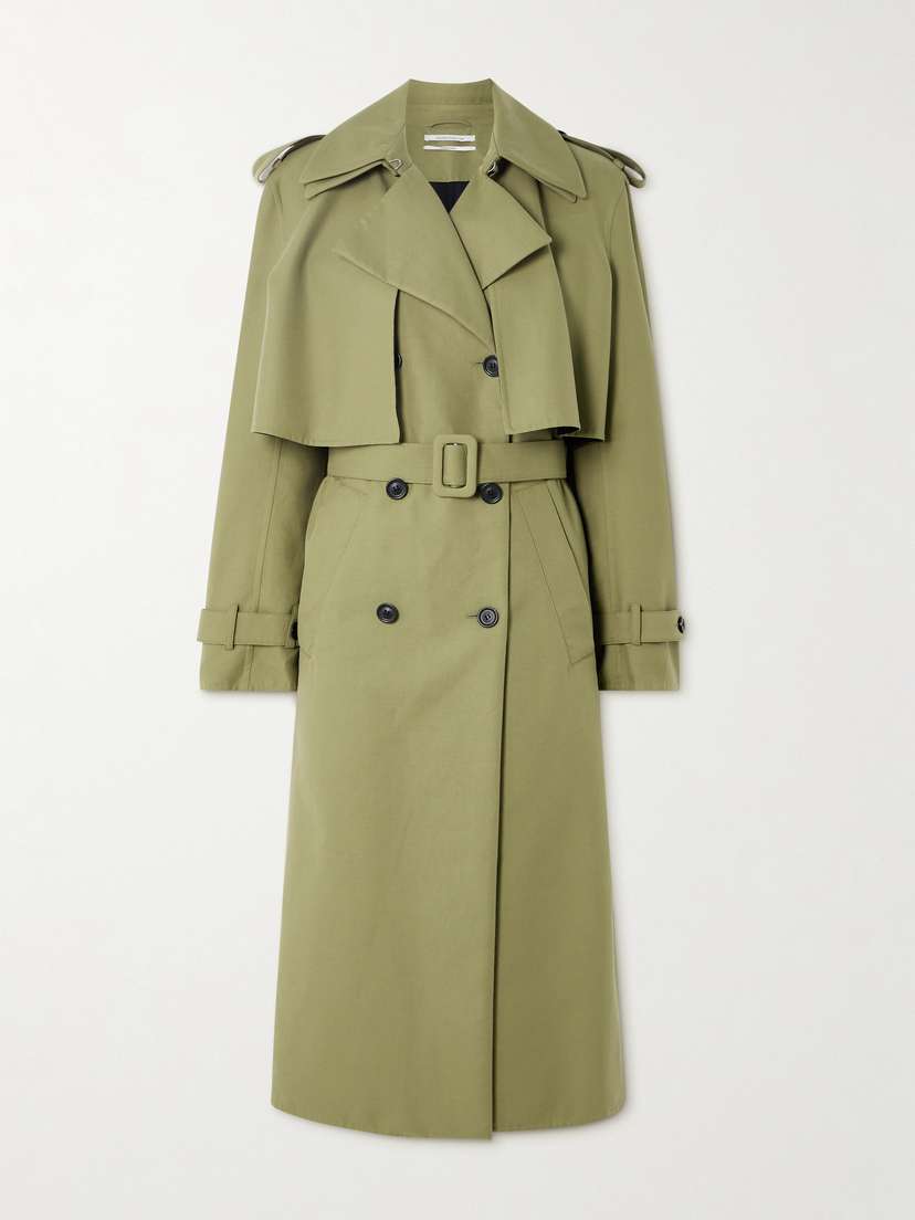 Another Tomorrow Convertible Belted Double-breasted Cotton-twill Trench Coat