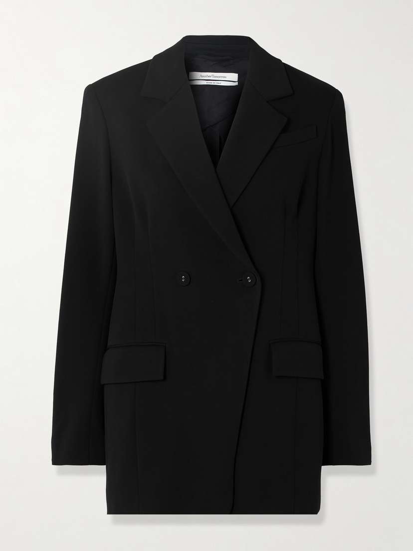 Another Tomorrow Double-breasted Asymmetric Jersey Blazer