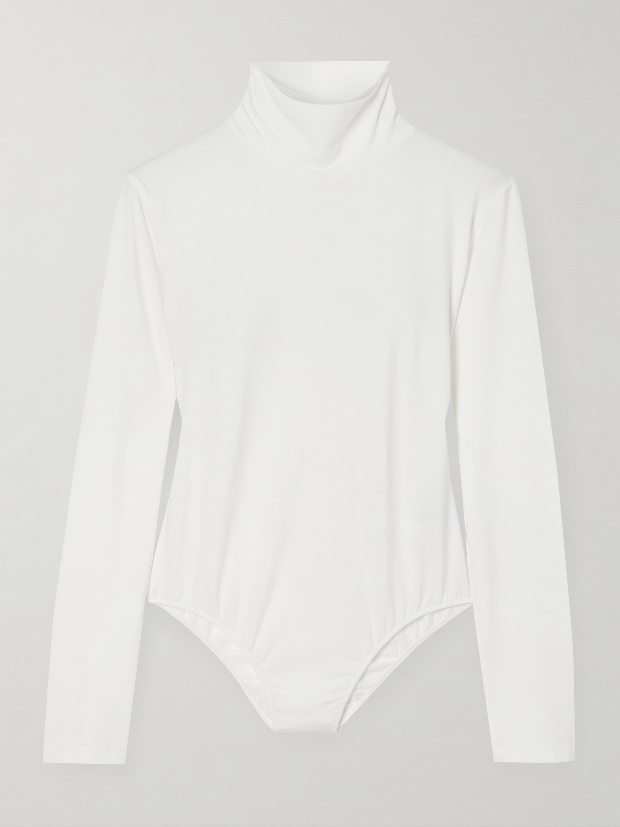 Shop Another Tomorrow Stretch-cotton And Lyocell-blend Jersey Turtleneck Bodysuit In White