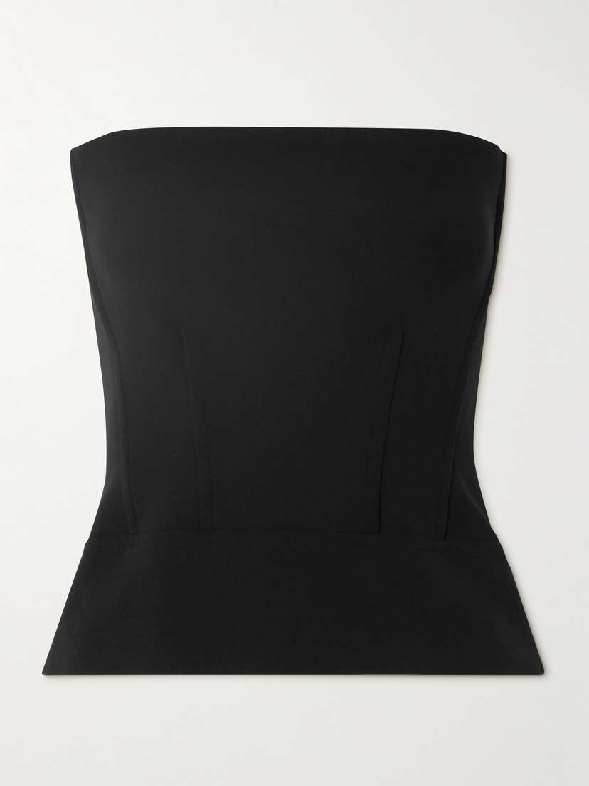 Another Tomorrow Strapless Wool-blend Crepe Top