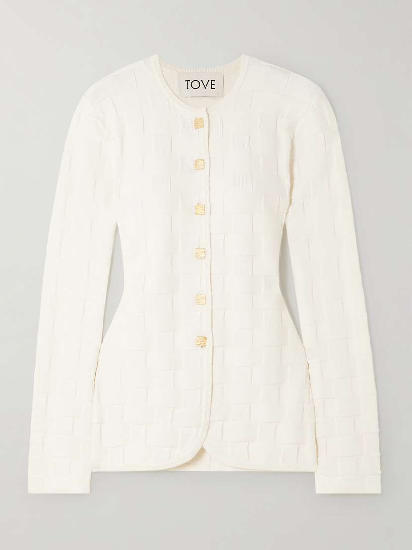 Tove Uma Checked Jacquard-knit Cardigan - x large