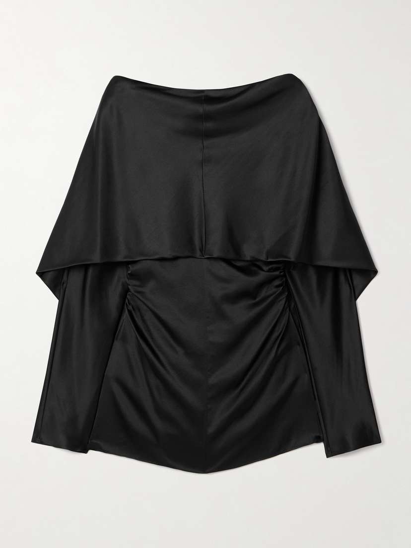 Tove Katana Cape-effect Ruched Silk-blend Satin Top