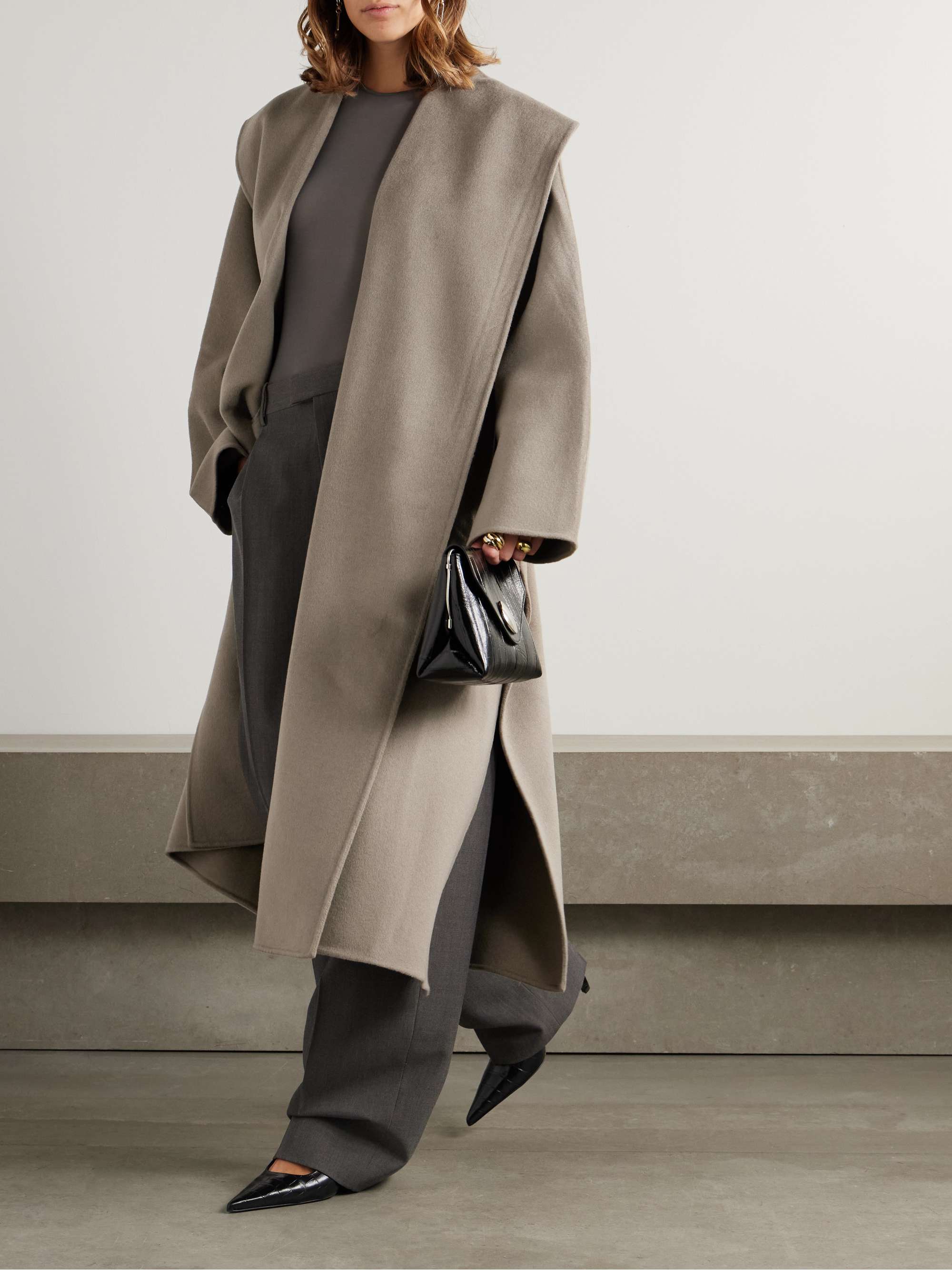 Belted wool blend coat on sale