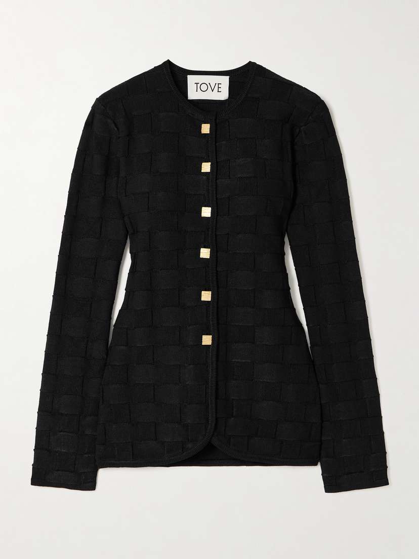 Tove Uma Checked Jacquard-knit Cardigan - x large