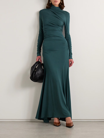 TOVE Africa ruched stretch-jersey turtleneck maxi dress