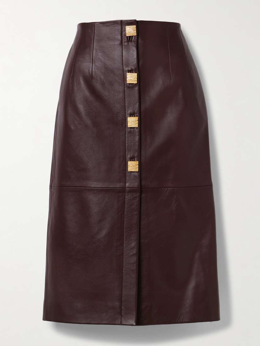 Tove Pilar Leather Midi Skirt