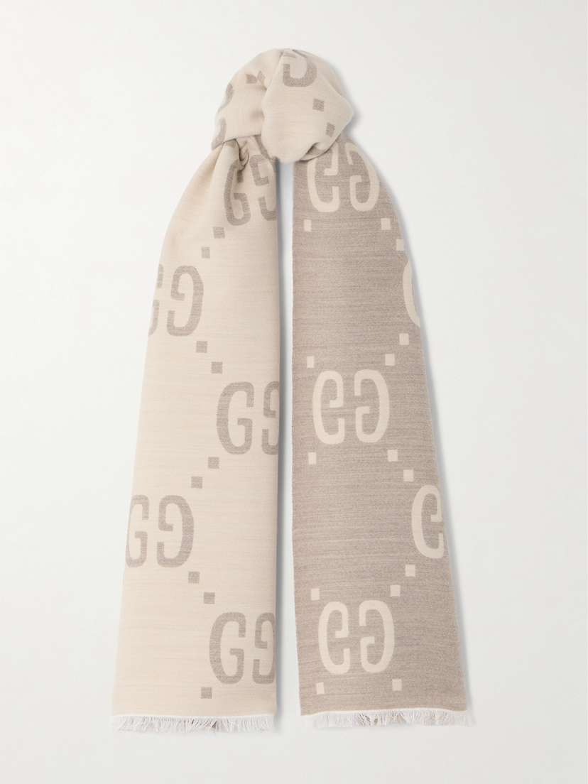 Gucci Logo-jacquard Wool And Silk-blend Scarf