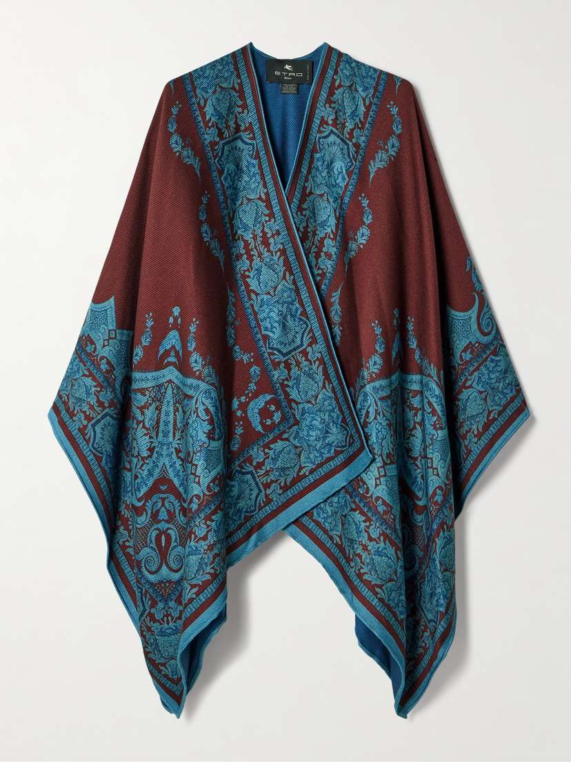 Etro Jacquard-knit Wool And Modal-blend Twill Cape