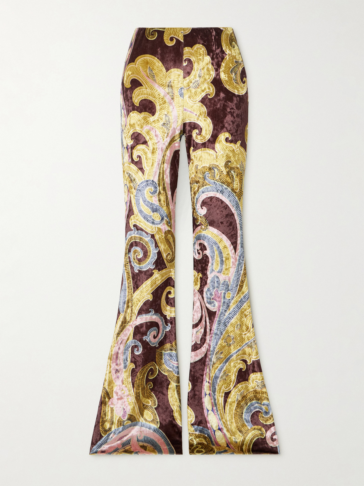 Etro Printed Stretch-chenille Flared Pants In Multi