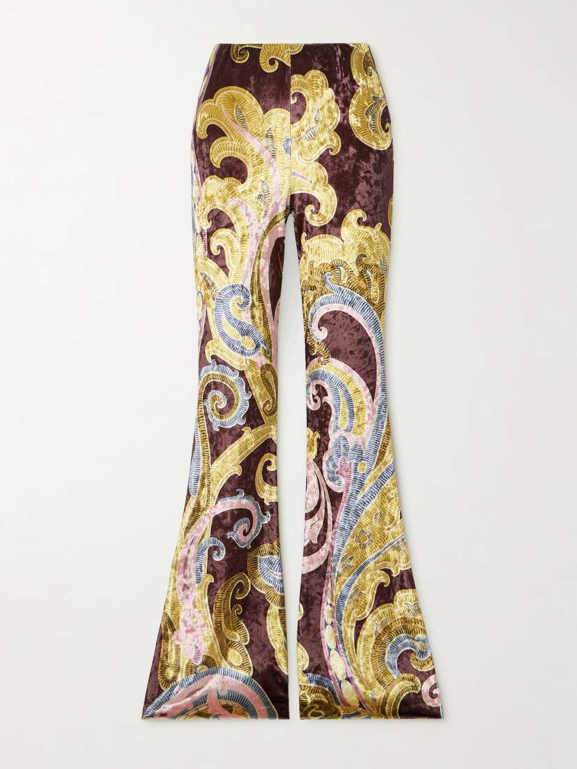 Etro Printed Stretch-chenille Flared Pants