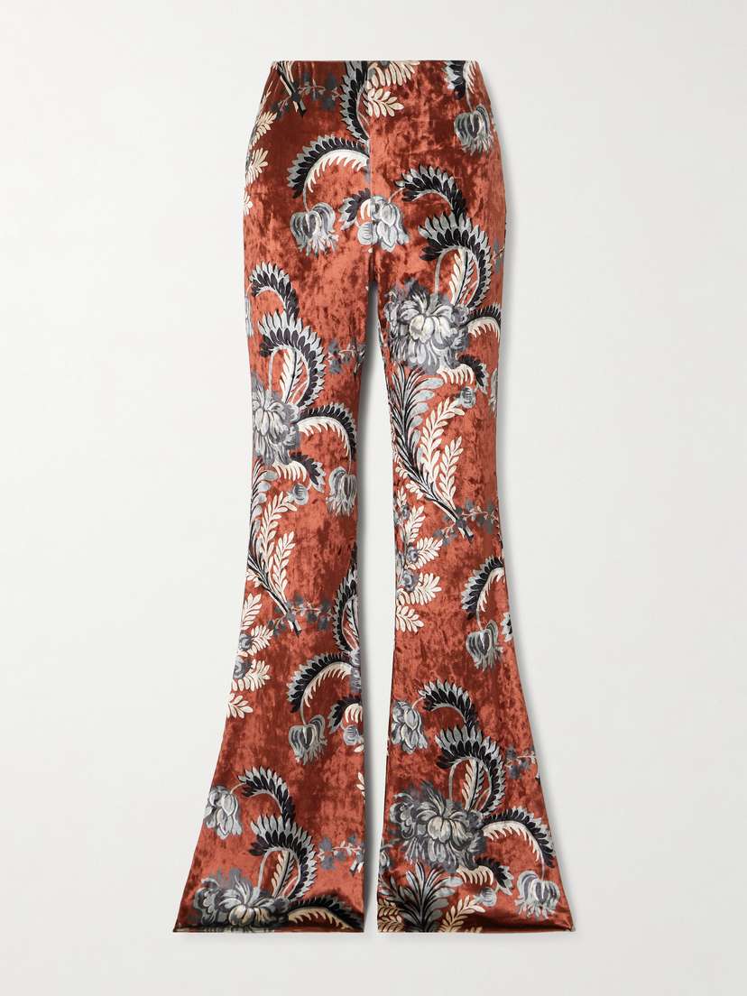 Etro Printed Stretch-chenille Flared Pants
