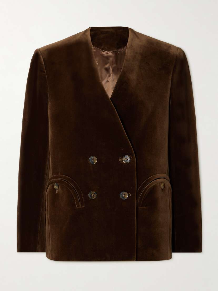 Blazé Milano Double-breasted Cotton-velvet Blazer