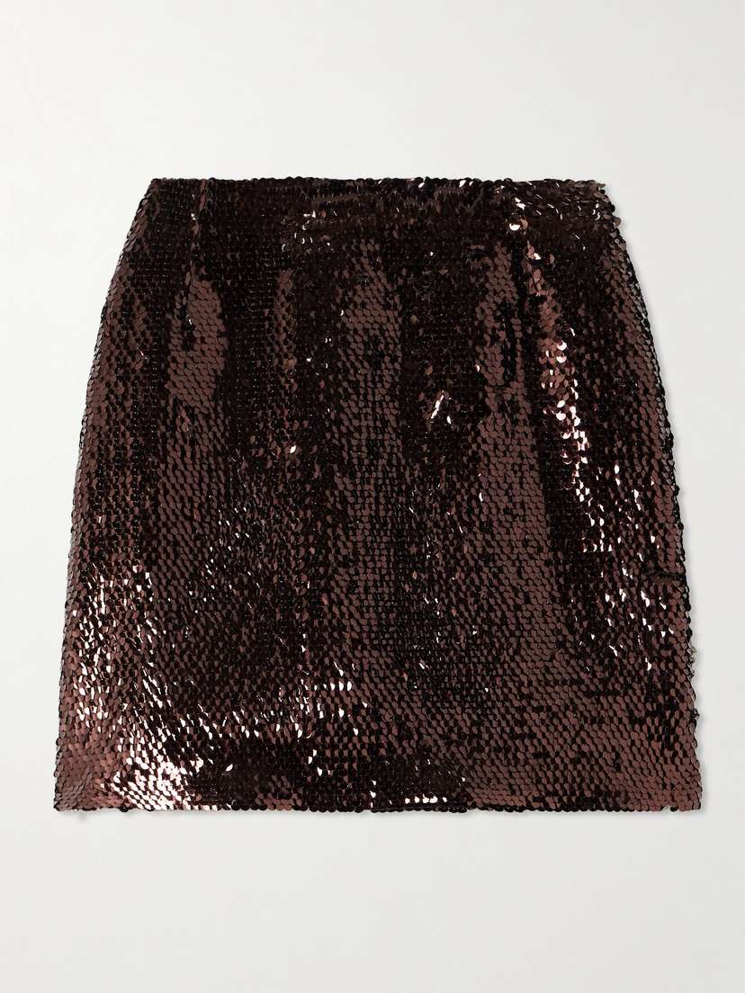Blazé Milano Tropicana Coci Velvet-trimmed Sequined Crepe Mini Skirt
