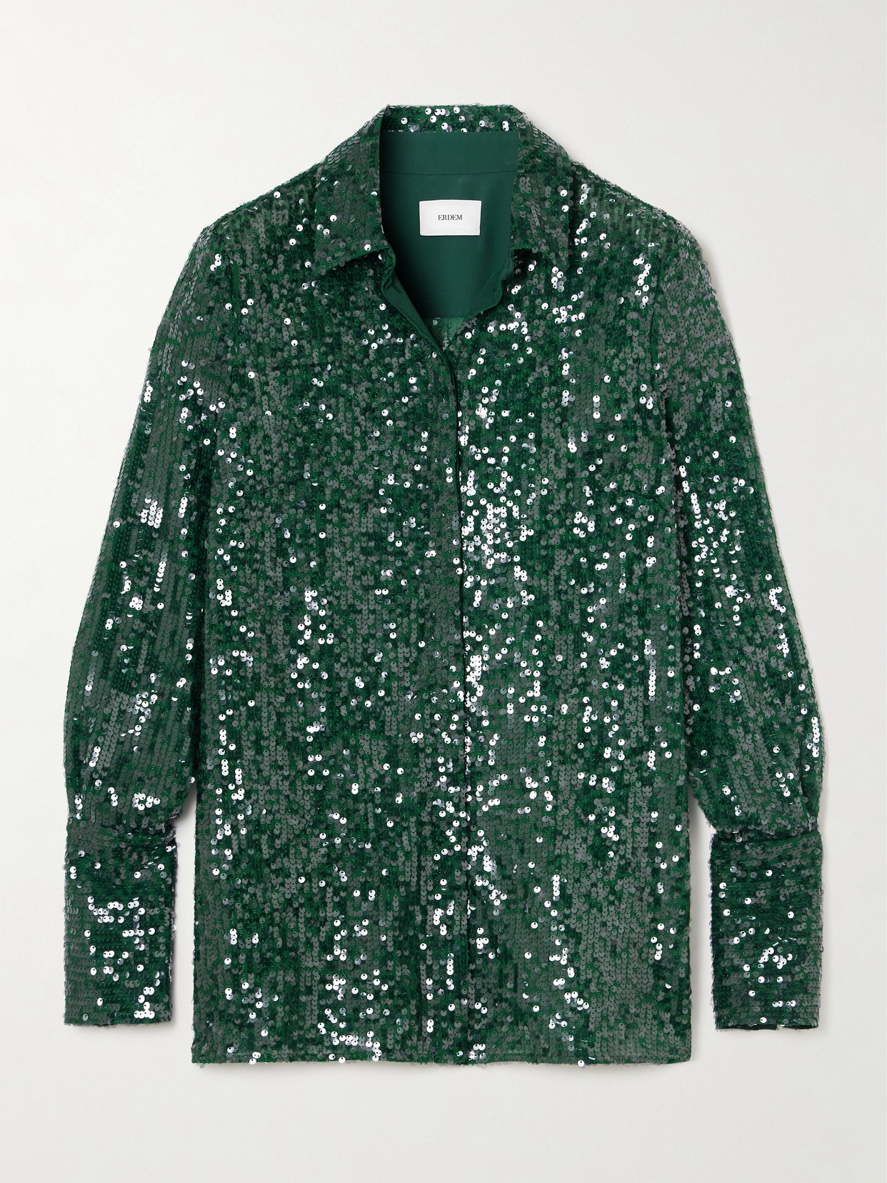 Erdem - Sequined Chiffon Shirt - Green