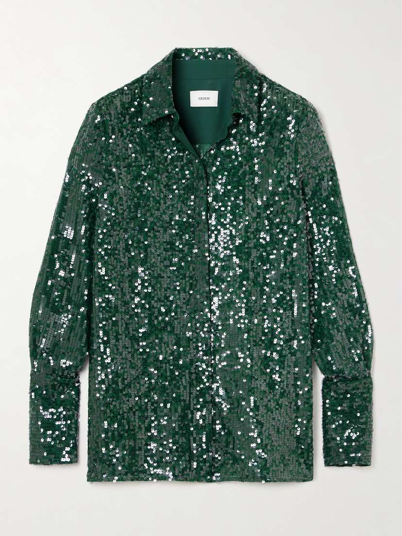 Erdem Sequined Chiffon Shirt