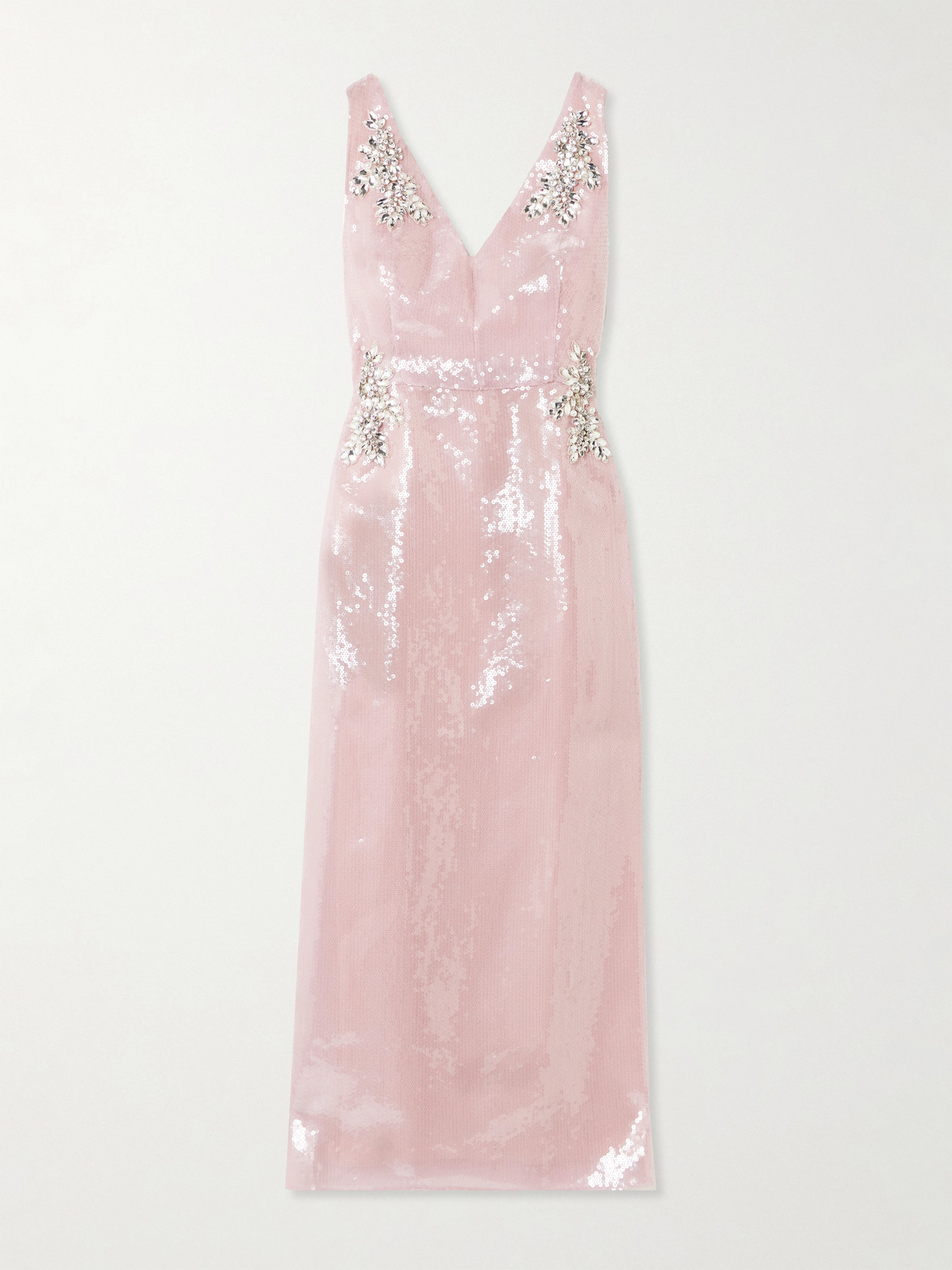 Erdem Sequined Silk And Embellished Tulle Midi Dress In Pink