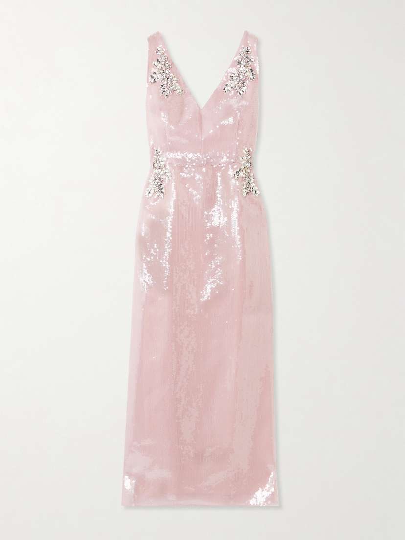 Erdem Sequined Silk And Embellished Tulle Midi Dress