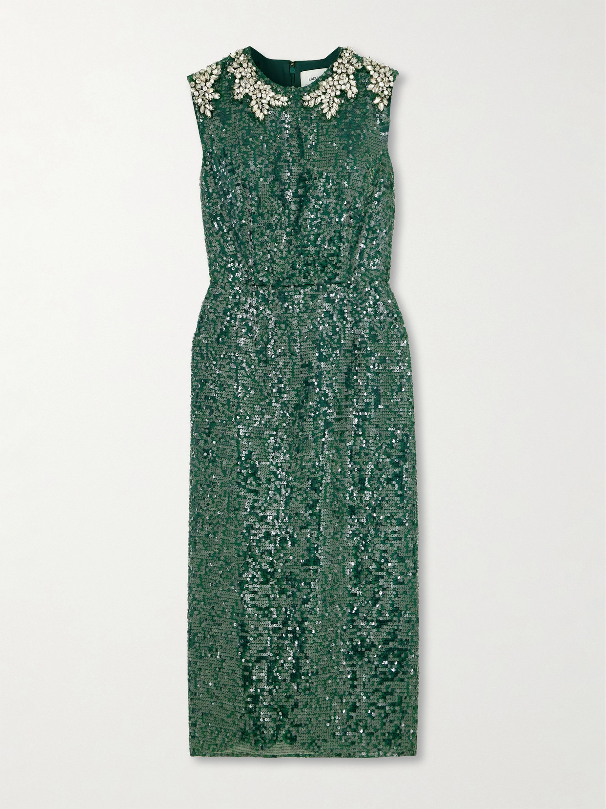 Erdem Embellished Sequined Chiffon Midi Dress In Green