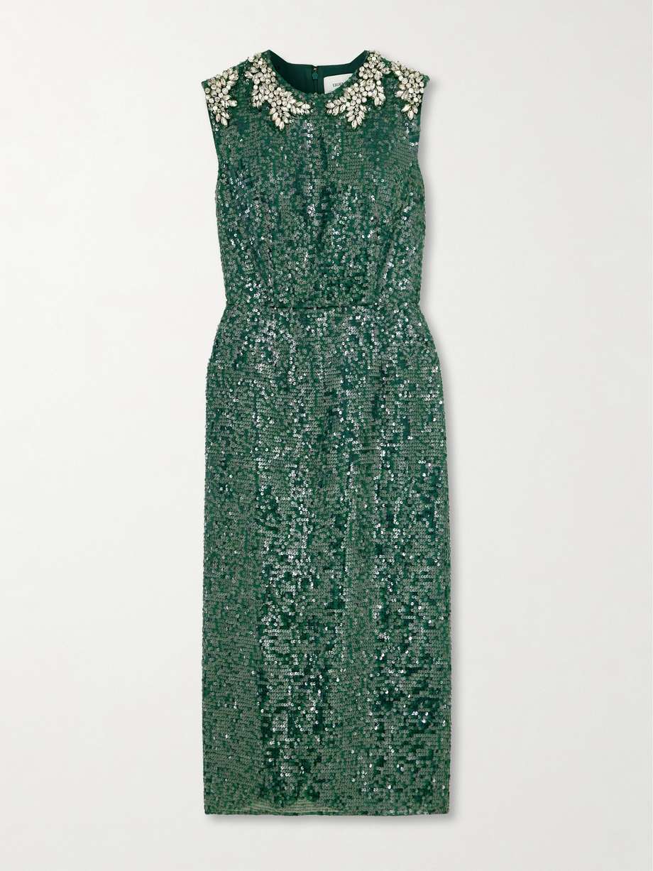 embellished sequined chiffon midi dress