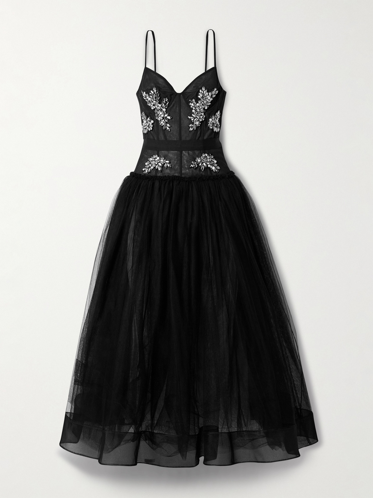 Erdem - Embellished Cotton-tulle Midi Dress - Black