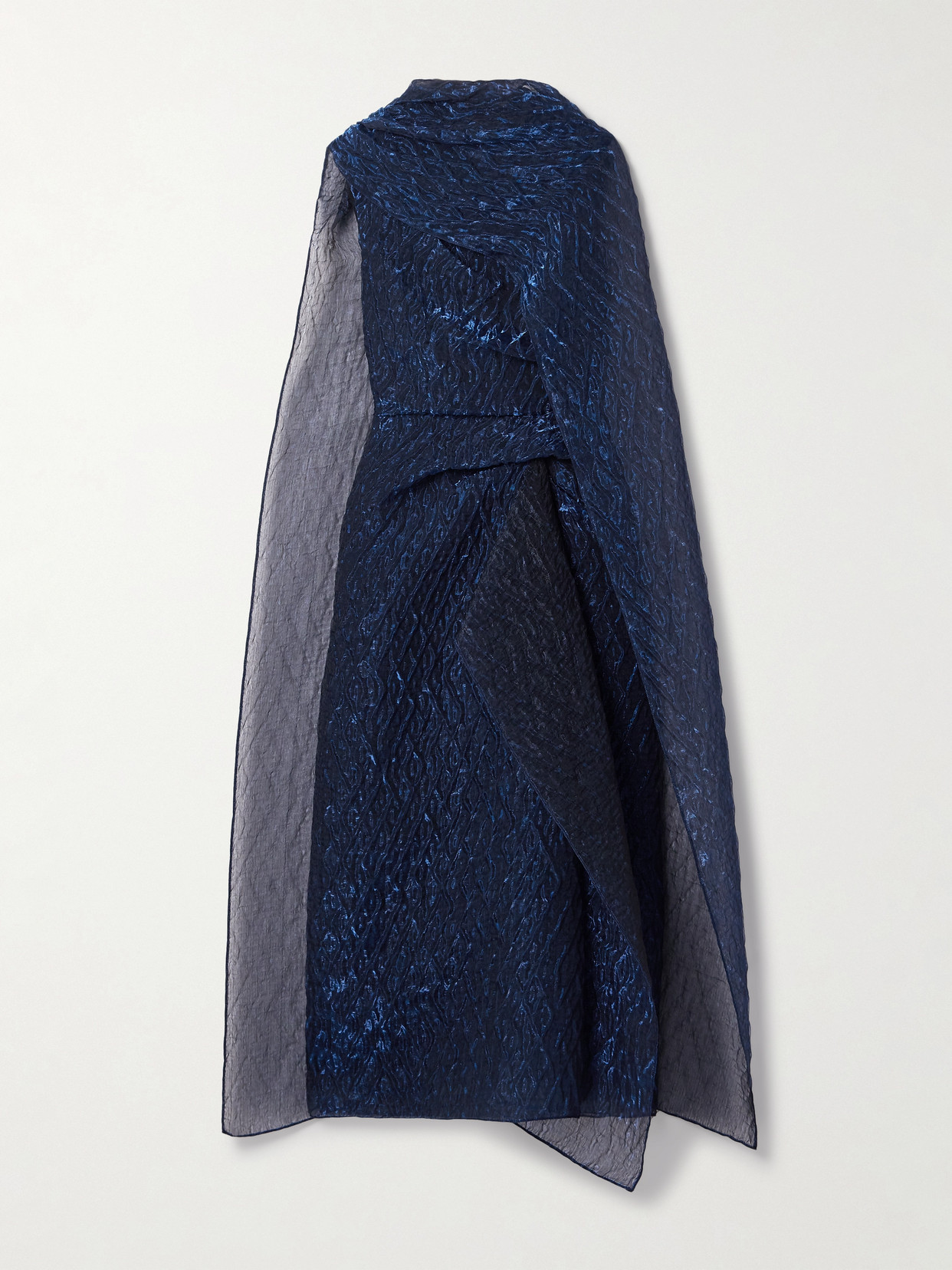 Erdem - Draped Metallic Organza-cloqué Midi Dress - Blue