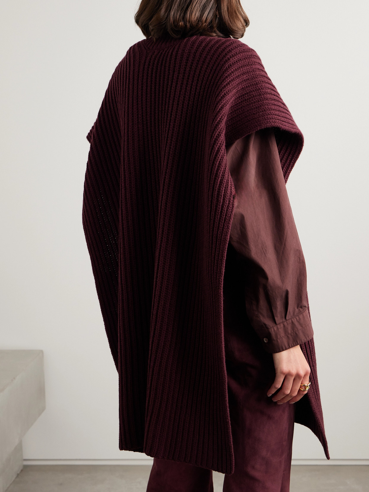 Ribbed Wool And Cashmere-Blend Poncho