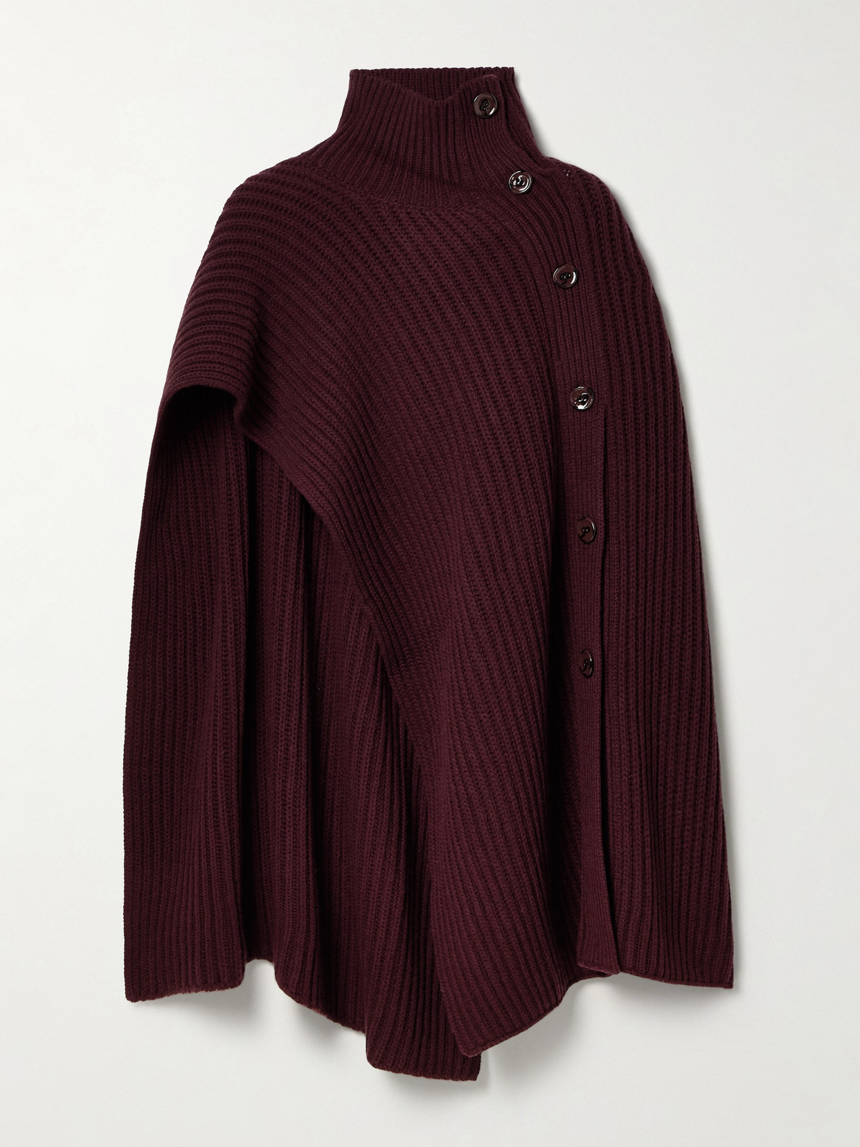 Erdem Ribbed Wool And Cashmere-blend Poncho In Purple