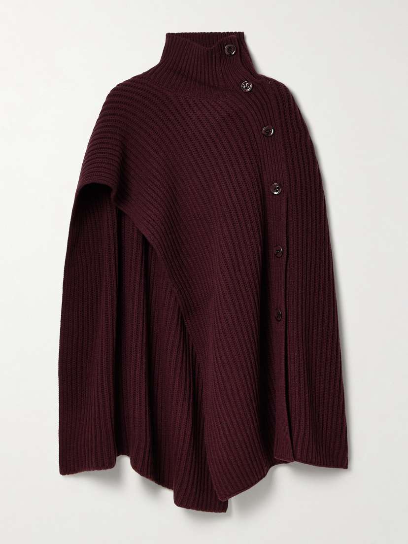 Erdem Ribbed Wool And Cashmere-blend Poncho