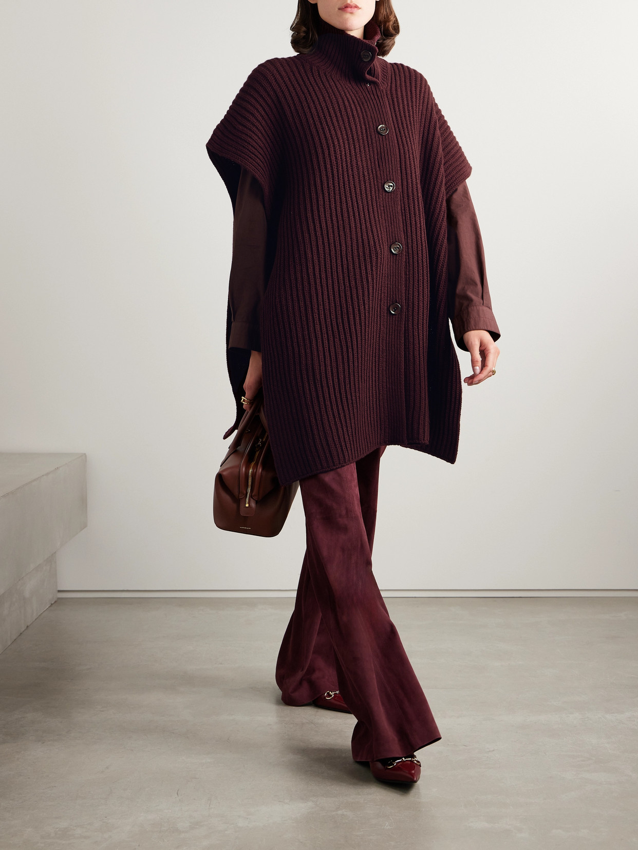 Ribbed Wool And Cashmere-Blend Poncho
