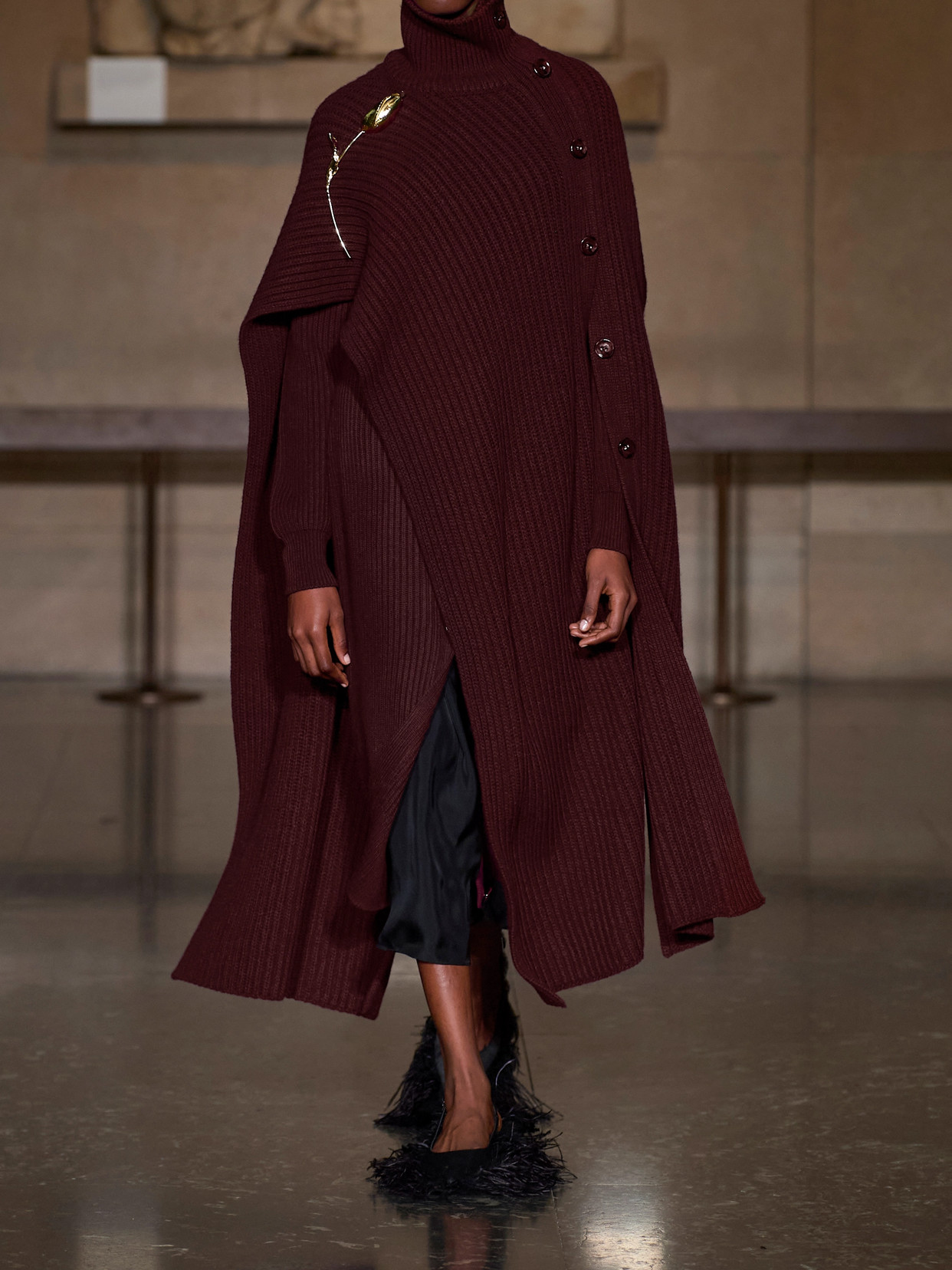Ribbed Wool And Cashmere-Blend Poncho