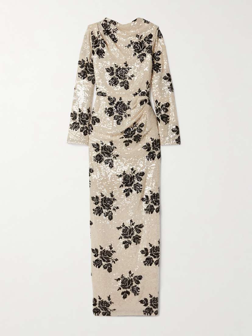 Erdem Draped Sequin-embellished Chiffon Gown