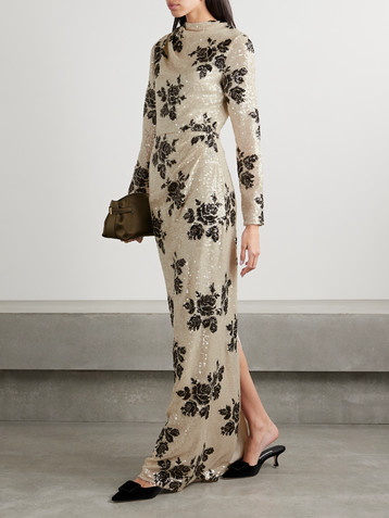 Erdem Draped sequin-embellished chiffon gown