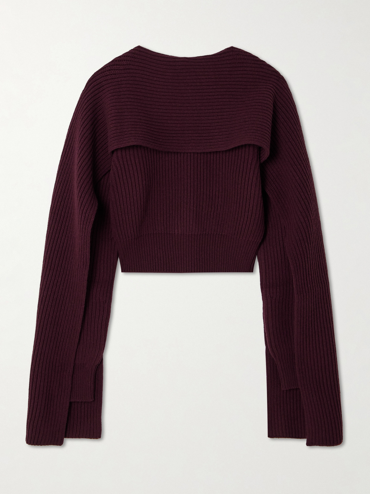 Erdem Draped Cropped Ribbed Wool And Cashmere-blend Jumper In Purple
