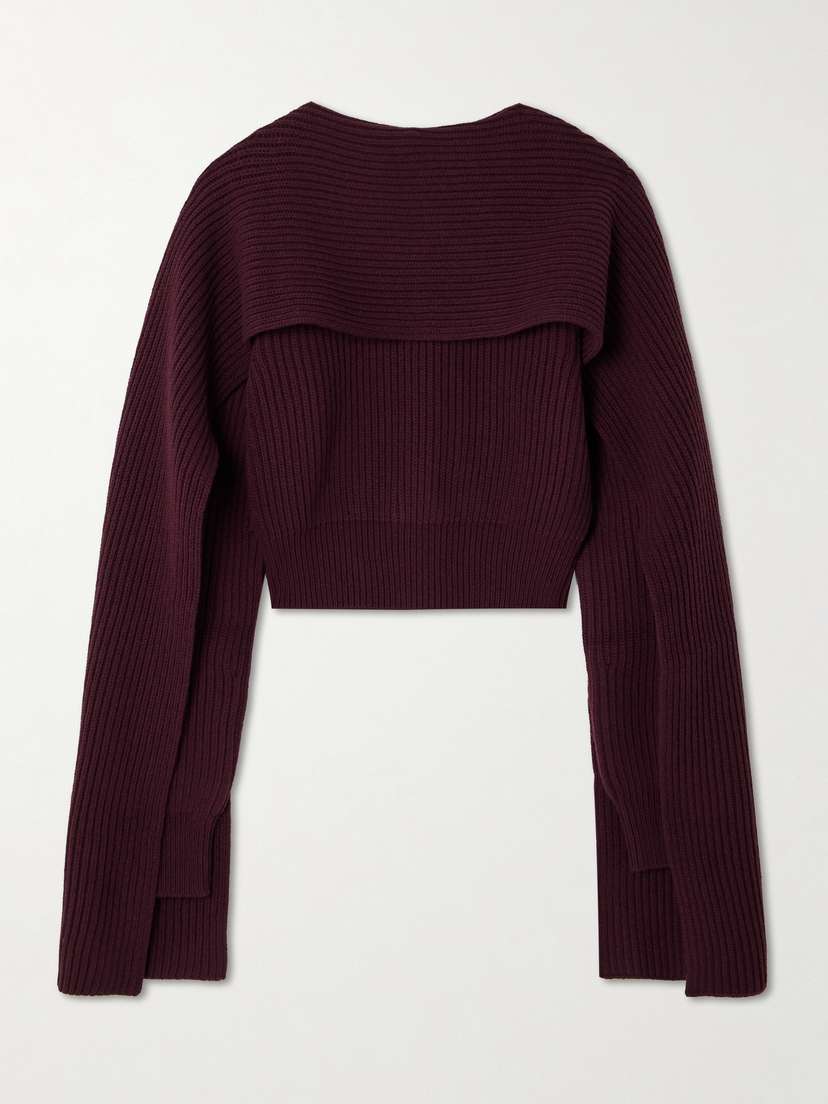 Erdem Draped Cropped Ribbed Wool And Cashmere-blend Sweater