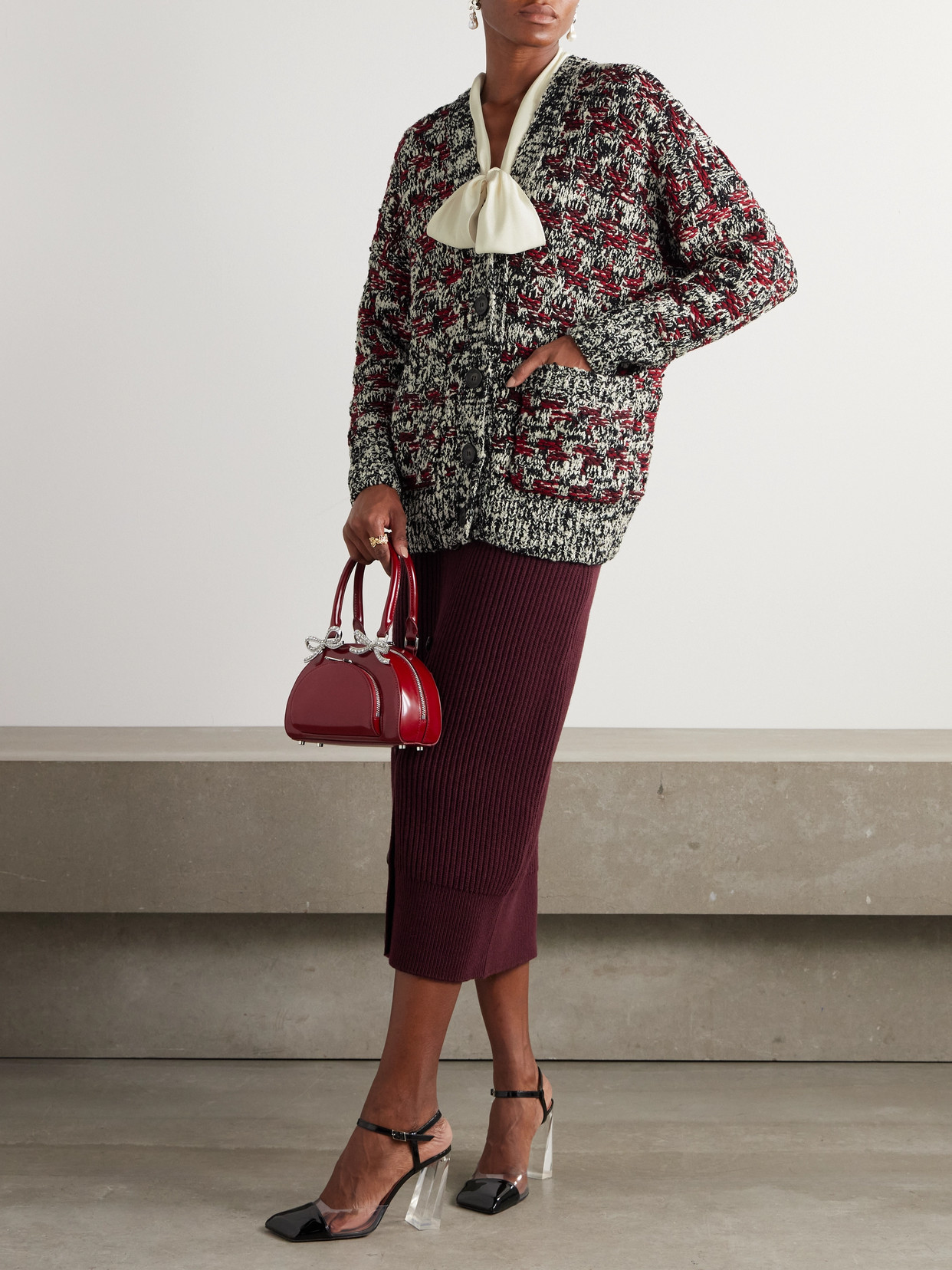 Erdem Oversized Wool-blend Cardigan In Multi