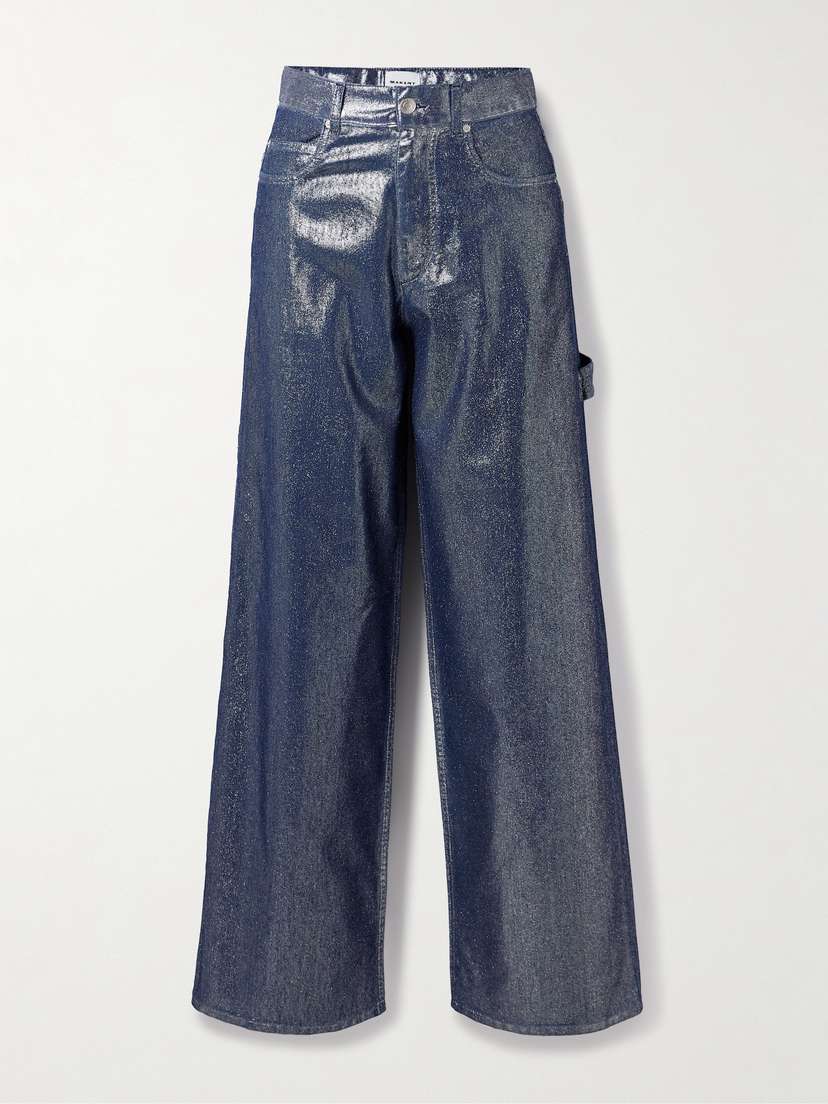 Marant Étoile Cover Metallic High-rise Wide-leg Cargo Jeans