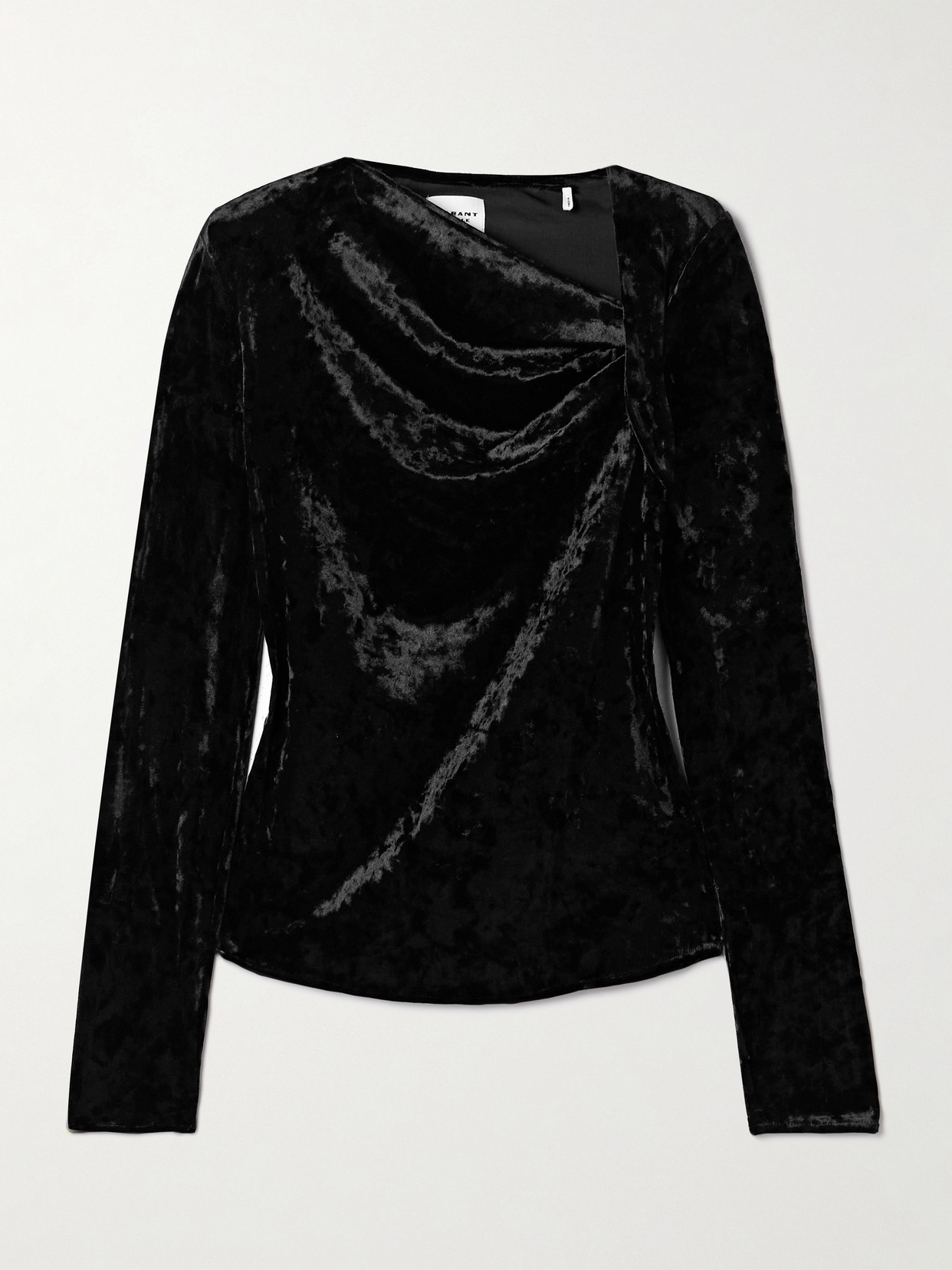 Isabel Marant Étoile Baixa Draped Velvet Top In Black