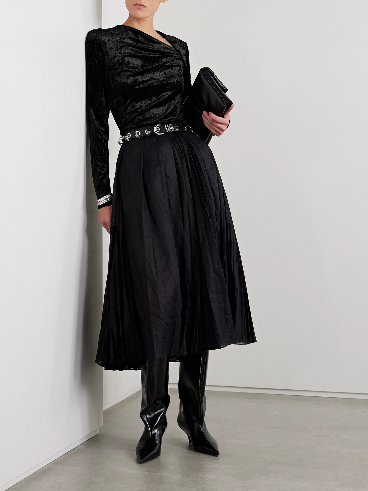 Isabel Marant Étoile Baixa Draped Velvet Top In Black