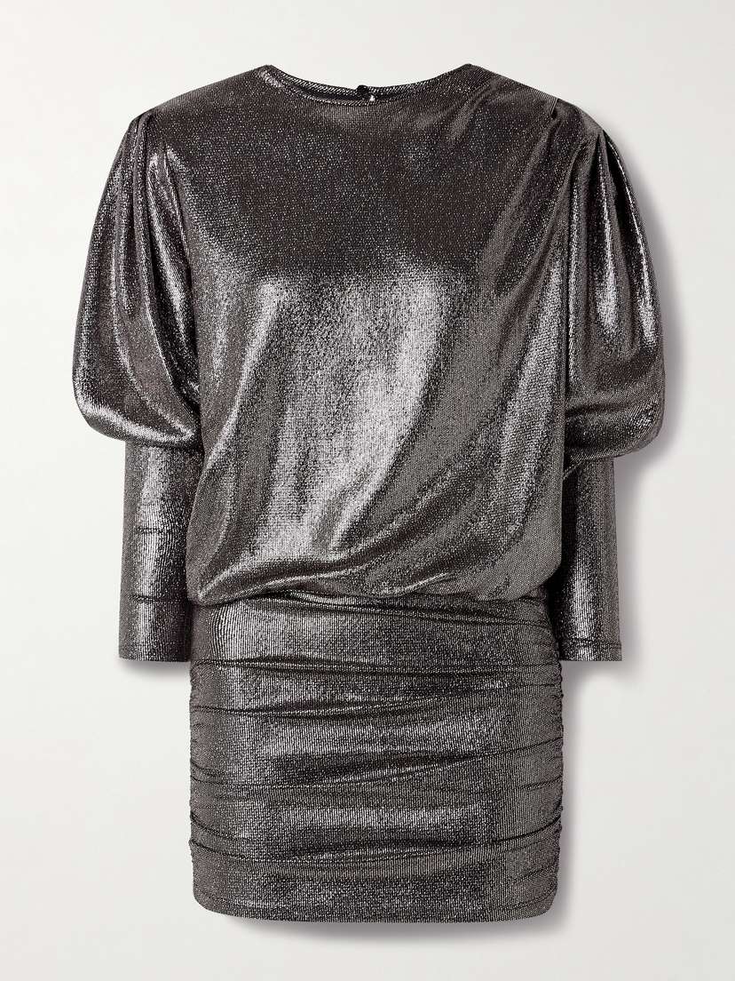Marant Étoile Britany Ruched Metallic Stretch-jersey Mini Dress
